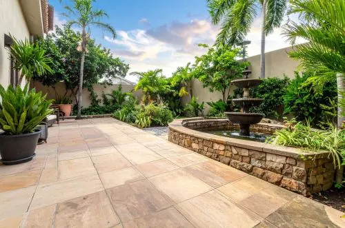 Garden patio hardscape in Ashland PA by KDI Hardscapes